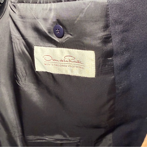 Vintage Oscar de la Renta Deep Navy Blue almost Black Blazer 44R Mens - Picture 3 of 7